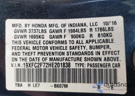 2017 Honda Civic Ex из США, поврежденный, VIN 19XFC2F72HE201838